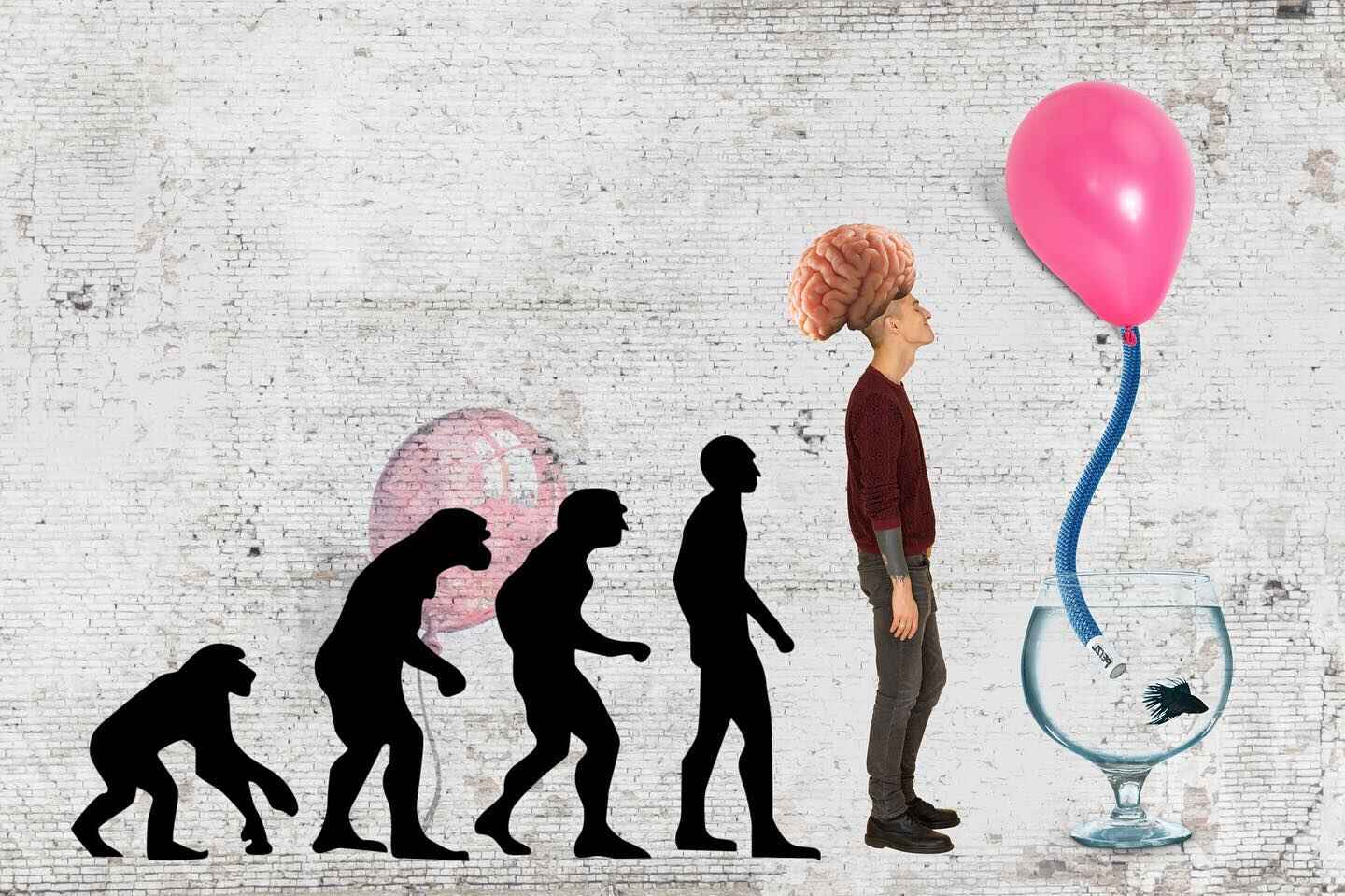 Artwork of the myth and the lie of human evolution